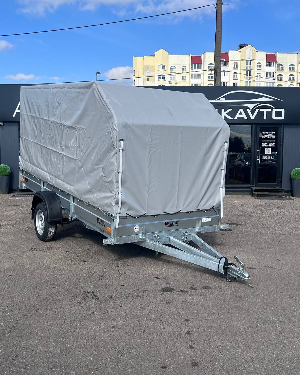 Прицеп для автомобиля Викинг 1535 TR борт 290мм с тентом с каркасом 1350мм