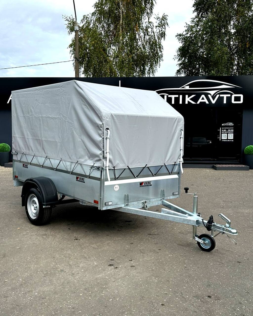Прицеп для автомобиля Викинг 1225 борт 500мм с тентом с каркасом 1000мм