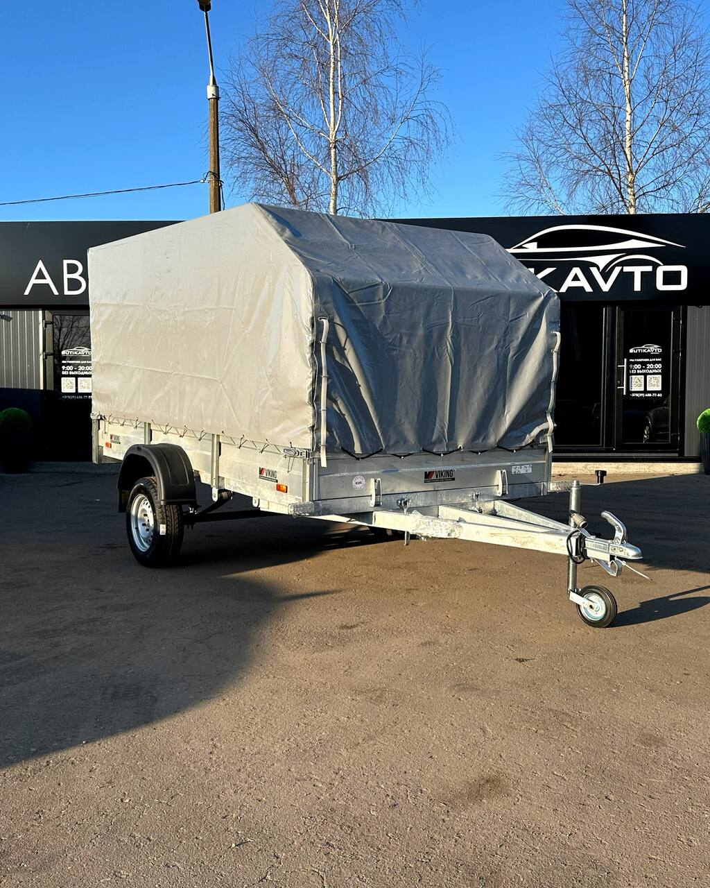Прицеп для автомобиля Викинг 1530 TR борт 290мм с тентом с каркасом 1200мм