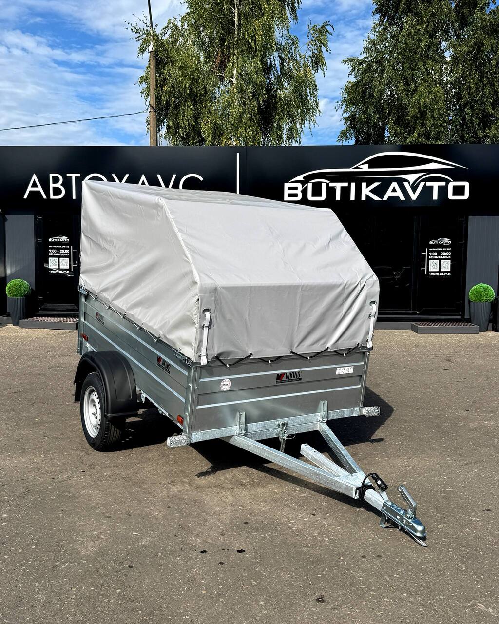 Прицеп для автомобиля Викинг 1320 борт 500мм с тентом с каркасом 800мм