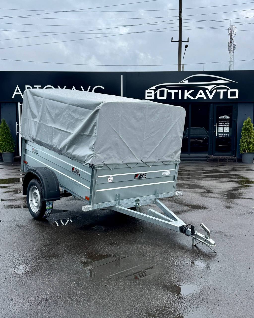 Прицеп для автомобиля Викинг 1320 борт 500мм с тентом с каркасом 700мм