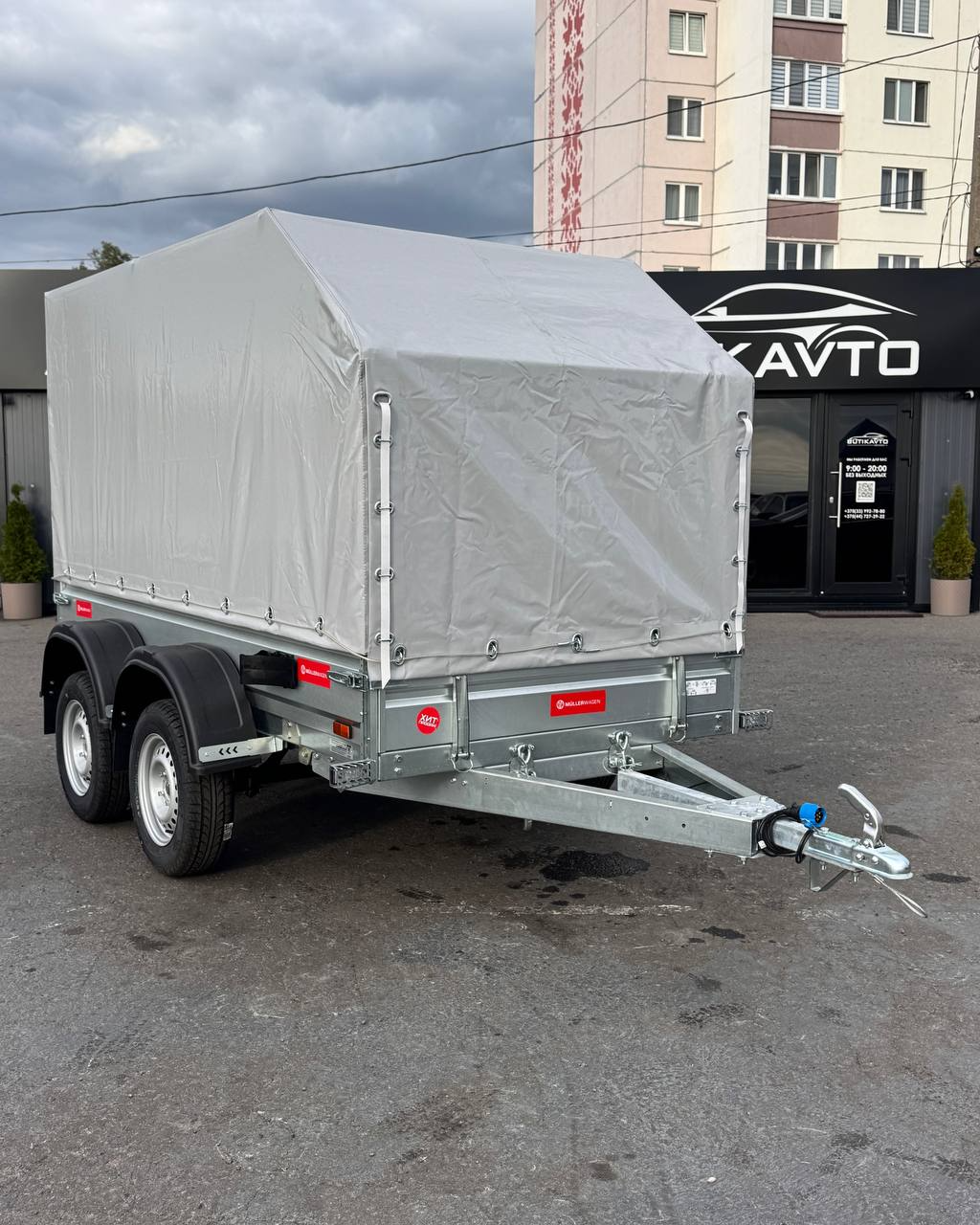 Прицеп для автомобиля MULLERWAGEN 1327 X2 PRO борт 280мм с тентом с каркасом 1200мм