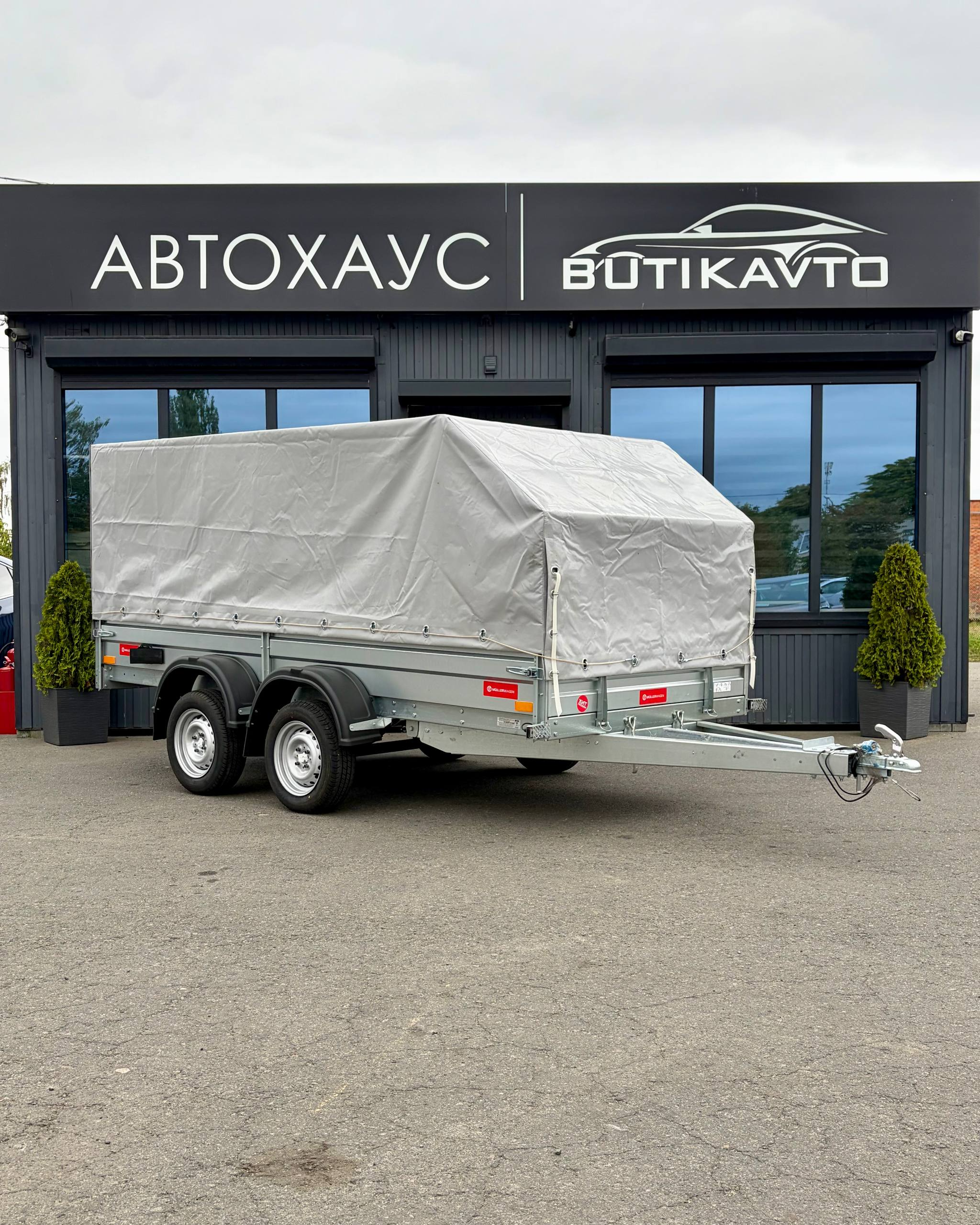 Прицеп для автомобиля MULLERWAGEN 1535 Х2 PRO борт 290мм с тентом с каркасом 1000 мм