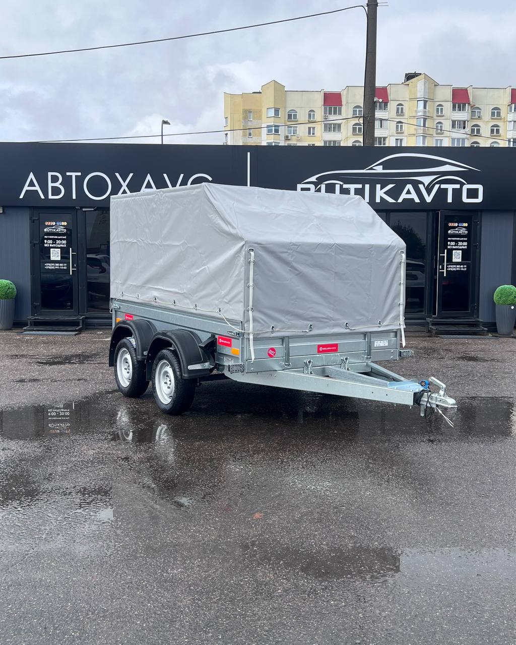Прицеп для автомобиля MULLERWAGEN 1525 X2 борт 280мм с тентом с каркасом 1000мм