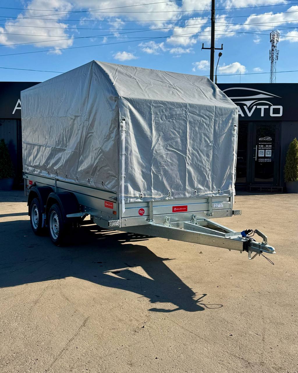 Прицеп для автомобиля MULLERWAGEN 1535 Х2 PRO борт 280мм с тентом с каркасом 1350мм